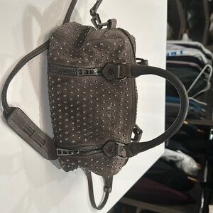 Zadig and Voltaire grey suede purse with silver studs